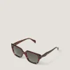 Acetate Tort Angled Square Sunglasses