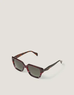 Acetate Tort Angled Square Sunglasses