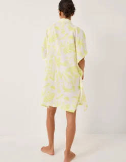 Adele Tropical Print Mini Shirt Dress Green