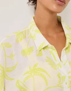 Adele Tropical Print Mini Shirt Dress Green
