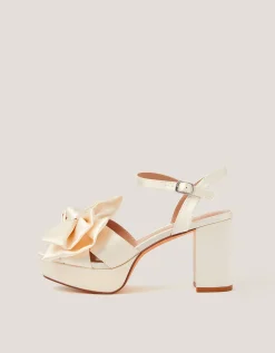 Alana Satin Platform Heels Ivory