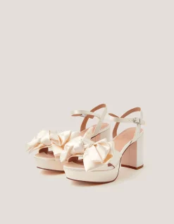 Alana Satin Platform Heels Ivory
