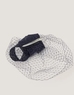 Alexia Twist Veil Fascinator Hair Slide Blue