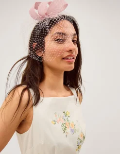 Alexia Twist Veil Fascinator Hair Slide Pink