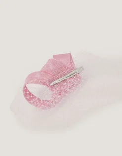 Alexia Twist Veil Fascinator Hair Slide Pink