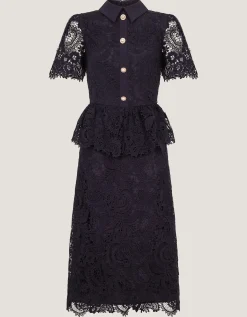 Alice Lace Peplum Midi Dress Blue
