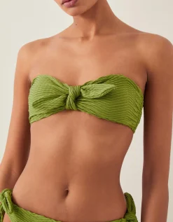 Alina Rib Bandeau Bikini Top Green