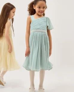 Amalthea Asymmetrical Embellished Party Dress Green