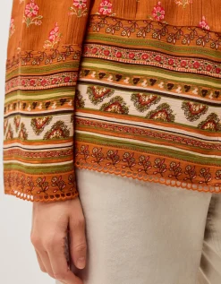 Amaya Floral Print Blouse Orange
