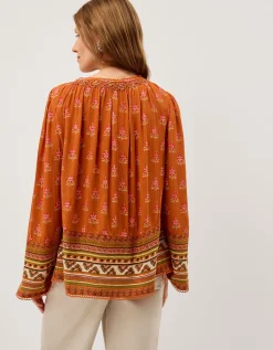 Amaya Floral Print Blouse Orange