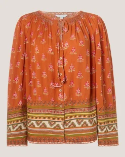 Amaya Floral Print Blouse Orange