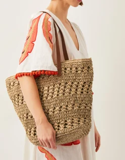 Amber Raffia Crochet Tote Bag