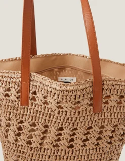 Amber Raffia Crochet Tote Bag