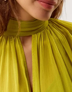 Amelia Scarf Neck Cape Midi Dress Green