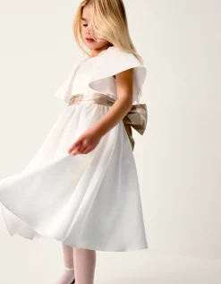 Angelica Satin Bow Duchess Dress Ivory