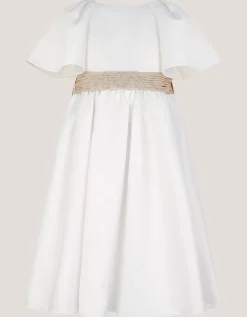 Angelica Satin Bow Duchess Dress Ivory