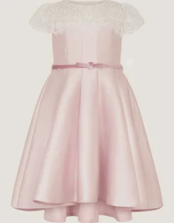 Angelina Lace Satin Party Dress Pink