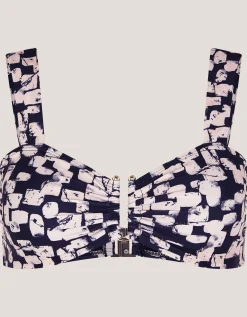 Ania Abstract Print Bikini Top Black