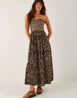 Ania Geometric Bandeau Dress Black