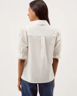 Annette Puff Sleeve Lace Shirt White