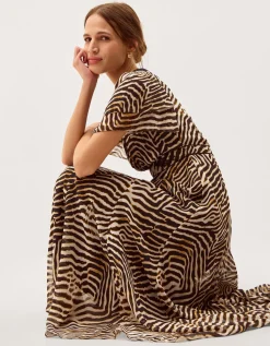 Annie Animal Print Midi Dress Brown