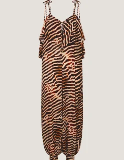 Annie Sleeveless Animal Print Jumpsuit Brown