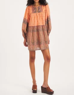 Antik Batik Johri Paisley Mini Dress Orange