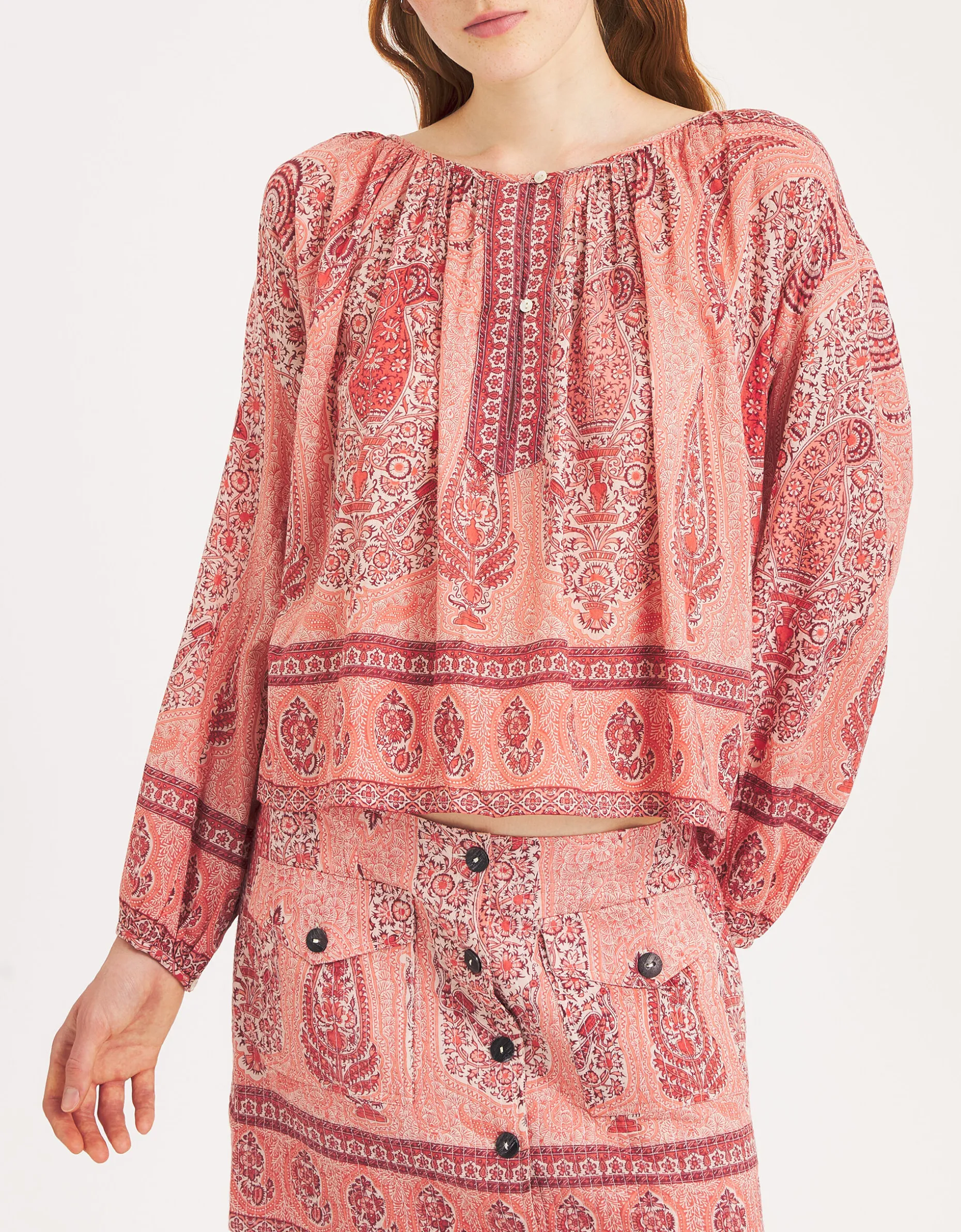 Antik Batik Tajara Paisley Blouse Orange