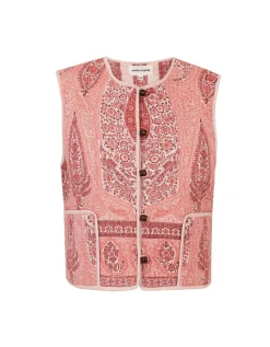 Antik Batik Tajara Paisley Quilted Waistcoat Orange