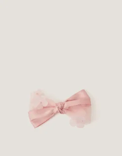 Appliqué Bow Hair Clip Pink