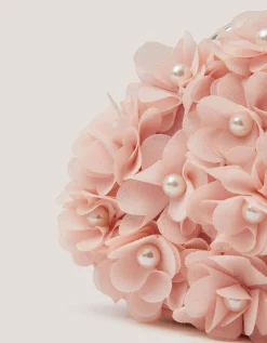 Appliqué Floral Cluster Clip Frame Bag Pink