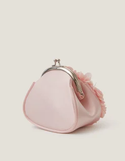 Appliqué Floral Cluster Clip Frame Bag Pink