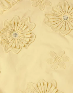 Appliqué Flower Ruffle Dress Yellow