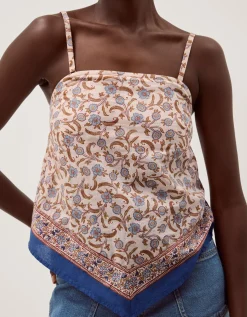 Ari Floral Scarf Bandeau Top Blue