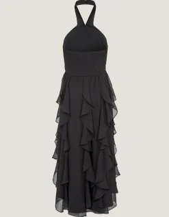 Arizona Halter Ruffle Prom Dress Black