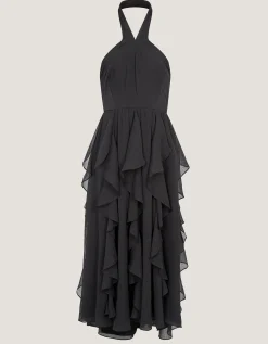 Arizona Halter Ruffle Prom Dress Black