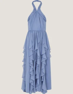 Arizona Halter Ruffle Prom Dress Blue