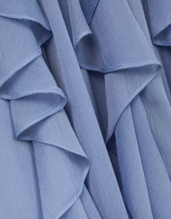 Arizona Halter Ruffle Prom Dress Blue
