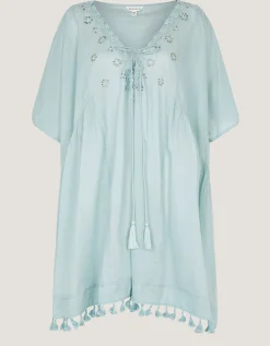 Astrid Tassel Embellished Mini Kaftan Blue