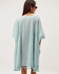 Astrid Tassel Embellished Mini Kaftan Blue
