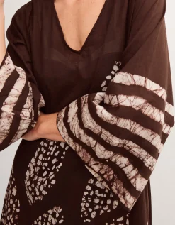 Aurora Printed Midi Beach Dress Brown