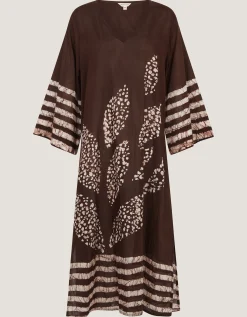 Aurora Printed Midi Beach Dress Brown