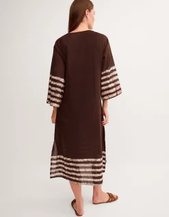 Aurora Printed Midi Beach Dress Brown