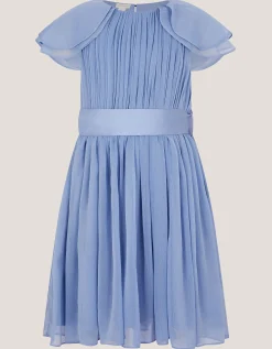 Ava Cape Sleeve Chiffon Bridesmaid Dress Blue