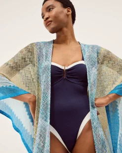 Ava Knit Beach Cover Up Blue