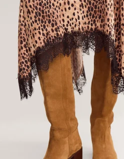 Babette Leopard Print Midi Slip Skirt Brown
