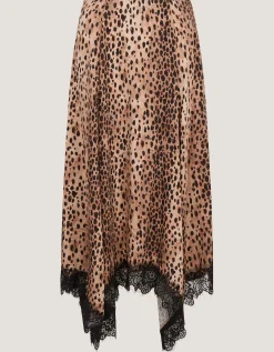 Babette Leopard Print Midi Slip Skirt Brown