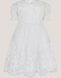 Baby Athena Floral Embroidered Dress White