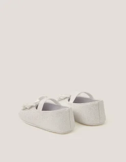 Baby Bow Glitter Booties & Headband Set Ivory