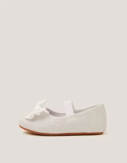 Baby Bow Glitter Walker Shoes Ivory